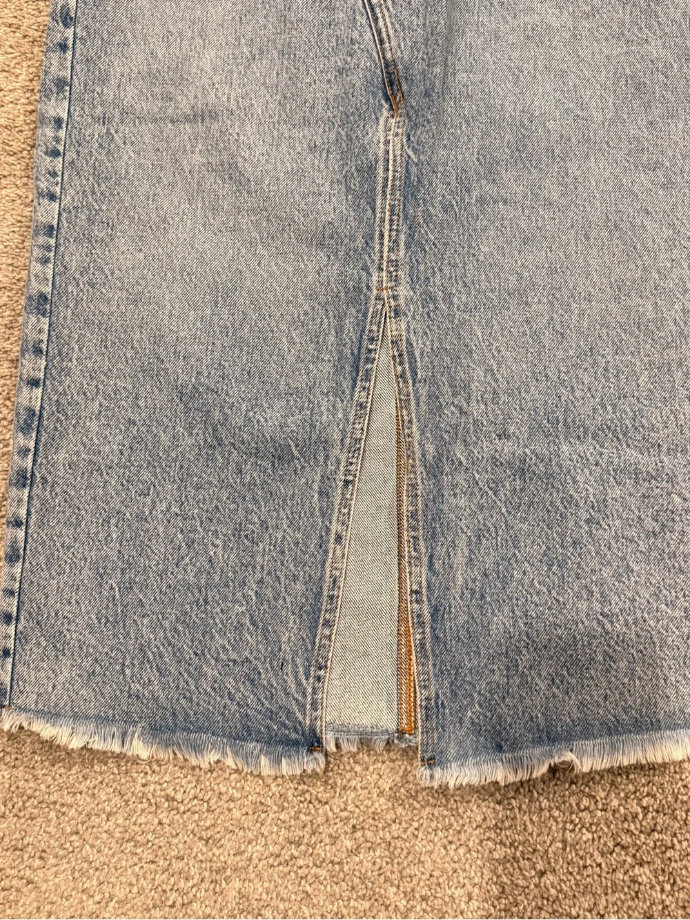 Dynamite Light Blue Denim Midi Skirt with Front Slit - Picture 3 of 6